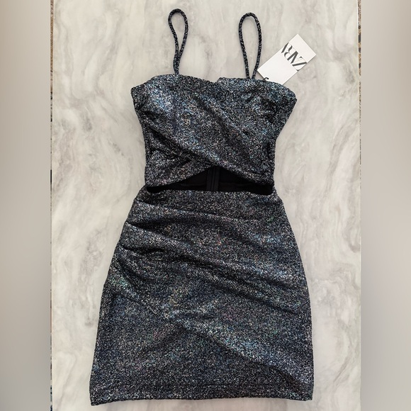 Zara CUT OUT MULTICOLORED GLITTER DRESS - Picture 6 of 9